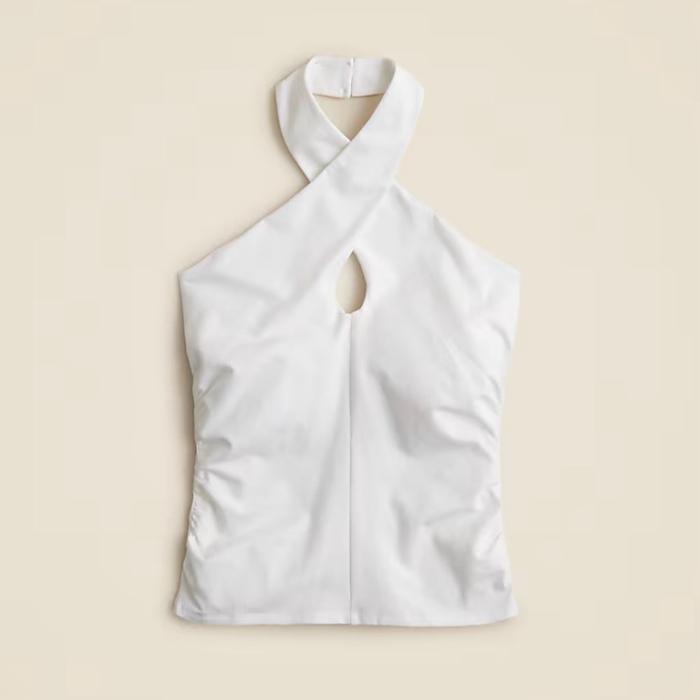 J. Crew stretch cotton White Halter Blouse